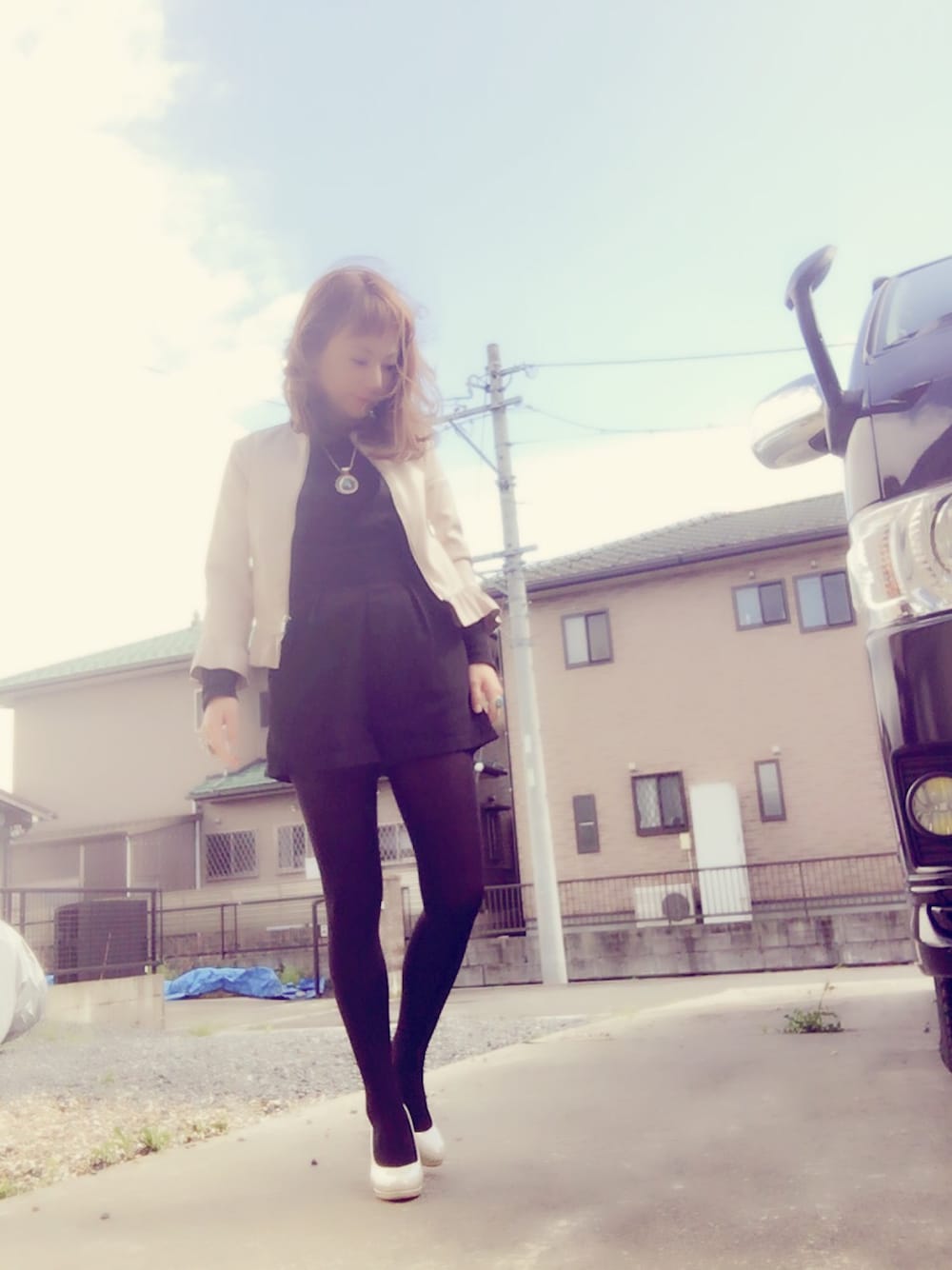 「ZARA」｜「ZARAのアイテム（ノーカラージャケット、ピンク系）」を使った、めーたん。さん（レディース・152cm）の春コーディネートの1枚目の写真