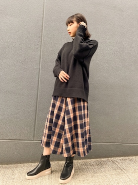 「Lucida（ルシーダ）のアイテム（ブーツ）」を使った、Miyuuさん（レディース・168cm）の冬コーディネート