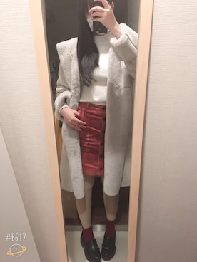 「GU（ジーユー）のアイテム（ムートンコート）」を使った、yknktさん（レディース・160cm）の冬コーディネート