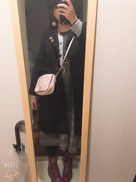 「POU DOU DOU（プードゥドゥ）のアイテム（ピーコート）」を使った、yknktさん（レディース・160cm）の冬コーディネート