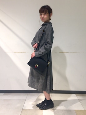 「FRED PERRY（フレッドペリー）のアイテム（シャツワンピース）」を使った、Arisaさん（レディース・148cm）の秋コーディネート