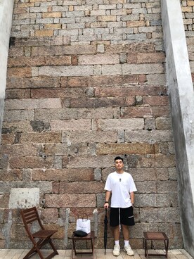 「FOG ESSENTIALS（エフオージーエッセンシャルズ）のアイテム（カーゴパンツ）」を使った、S$LOKさん（メンズ・180cm）の冬コーディネート
