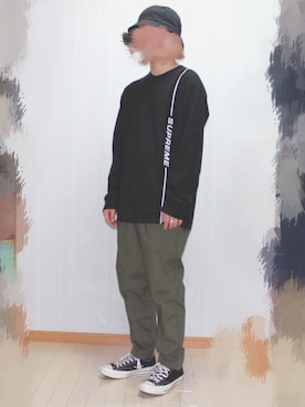 「softcream（ソフトクリーム）のアイテム」を使った、gu.raさん（メンズ・166cm）の春コーディネート