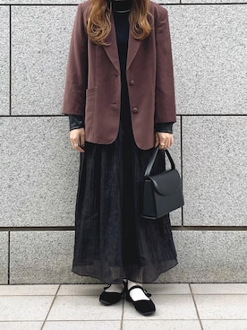 「SVEC（シュベック）のアイテム（その他シューズ）」を使った、michinaさん（レディース・154cm）の冬コーディネート