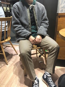 「SEVENDAYS=SUNDAY（セブンデイズサンデイ）のアイテム（パーカー）」を使った、りゅうたろう🐸さん（メンズ・170cm）の冬コーディネート