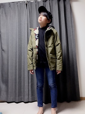 「WILD THINGS（ワイルドシングス）のアイテム（帽子）」を使った、yuuuさん（キッズ・155cm）の冬コーディネート