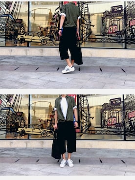「UNIQLO（ユニクロ）のアイテム（シャツ/ブラウス、グリーン系）」を使った、是十一颗葡萄-さん（メンズ・178cm）の春コーディネート