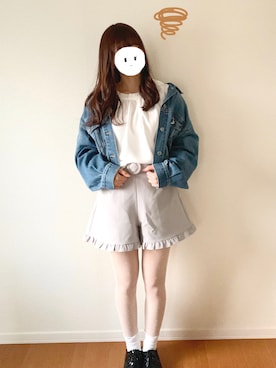 「nice claup」｜「アイテム（デニムジャケット）」を使った、ゆいまさん（レディース・160cm）の春コーディネート