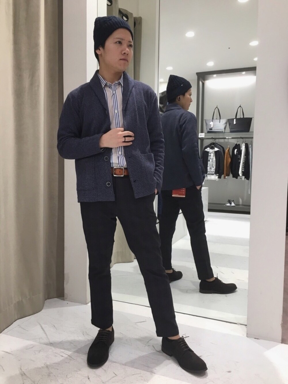 「ブルゾン、ジャケット、union station、秋コーデ、collective」｜「UNION STATIONのアイテム（カバーオール、パープル系）」を使った、コレクティブ アミュプラザ大分さん（メンズ・165cm）の秋コーディネートの1枚目の写真