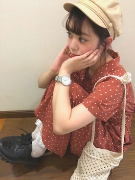 「ドットワンピ」｜「アイテム（アナログ腕時計）」を使った、yukarunさん（レディース・162cm）の夏コーディネート