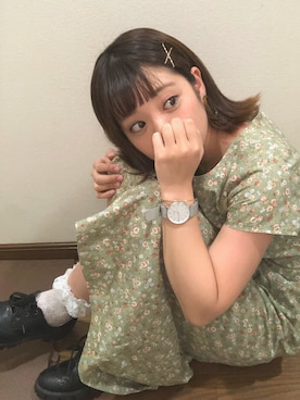 「古着ワンピ」｜「アイテム（アナログ腕時計）」を使った、yukarunさん（レディース・162cm）の夏コーディネート