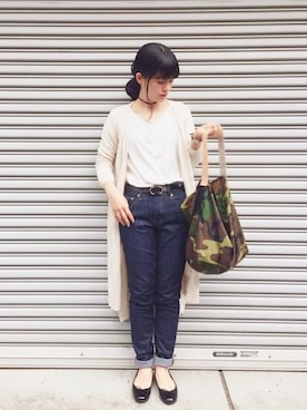 「アイテム（トップス、ベージュ系）」を使った、TOMOKAさん（レディース・153cm）の冬コーディネート