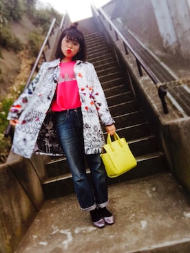 「Desigual（デシグアル）のアイテム（ジャケット/アウター）」を使った、たんちゃん。さん（レディース・166cm）の春コーディネート