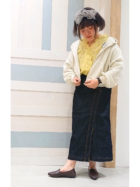 「Samansa Mos2 blue（サマンサモスモスブルー）のアイテム（ローファー）」を使った、ヨシムラさん（レディース・161cm）の春コーディネート