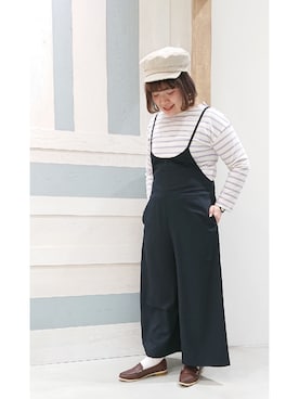 「Samansa Mos2 blue」｜「アイテム（キャスケット）」を使った、ヨシムラさん（レディース・161cm）の春コーディネート