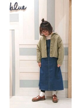 「Samansa Mos2 blue（サマンサモスモスブルー）のアイテム（その他アウター）」を使った、ヨシムラさん（レディース・161cm）の春コーディネート