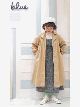 「Samansa Mos2 blue（サマンサモスモスブルー）のアイテム（ハンチング/ベレー帽）」を使った、ヨシムラさん（レディース・161cm）の春コーディネート