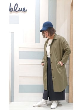「Samansa Mos2 blue（サマンサモスモスブルー）のアイテム（ステンカラーコート）」を使った、ヨシムラさん（レディース・161cm）の春コーディネート