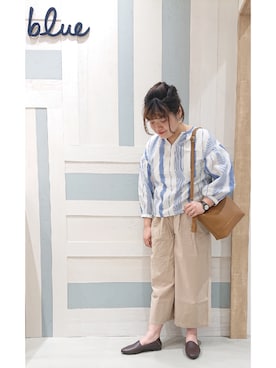 「Samansa Mos2 blue（サマンサモスモスブルー）のアイテム（ローファー）」を使った、ヨシムラさん（レディース・161cm）の春コーディネート