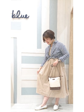 「Samansa Mos2 blue（サマンサモスモスブルー）のアイテム（ローファー）」を使った、ヨシムラさん（レディース・161cm）の春コーディネート