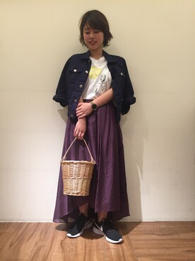「Moname（モナーム）のアイテム（ジャケット/アウター）」を使った、chiaさん（レディース・150cm）の春コーディネート