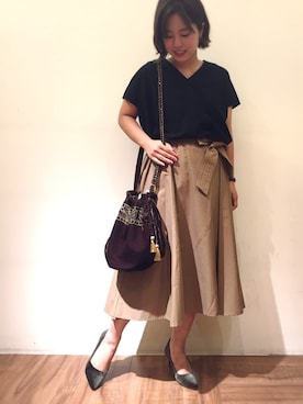 「NE QUITTEZ PAS!（ヌキテパ）のアイテム（バッグ）」を使った、chiaさん（レディース・150cm）の夏コーディネート