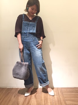 「Moname（モナーム）のアイテム（オールインワン・サロペット）」を使った、chiaさん（レディース・150cm）の夏コーディネート