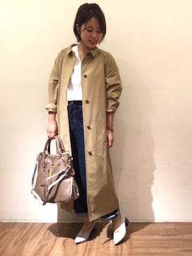 「マスタードイエロー」｜「アイテム（その他アウター）」を使った、chiaさん（レディース・150cm）の秋コーディネート