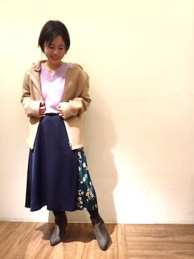 「フードコート」｜「アイテム（ブーティ）」を使った、chiaさん（レディース・150cm）の秋コーディネート