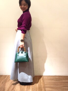 「リブニット」｜「アイテム（ブーティ）」を使った、chiaさん（レディース・150cm）の秋コーディネート