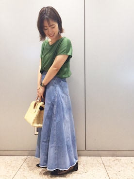 「Moname（モナーム）のアイテム（スカート）」を使った、chiaさん（レディース・150cm）の夏コーディネート