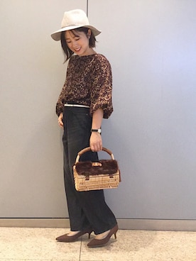 「Casselini（キャセリーニ）のアイテム（かごバッグ）」を使った、chiaさん（レディース・150cm）の秋コーディネート