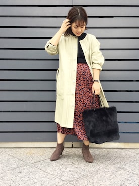 「Moname（モナーム）のアイテム（ジャケット/アウター）」を使った、chiaさん（レディース・150cm）の秋コーディネート