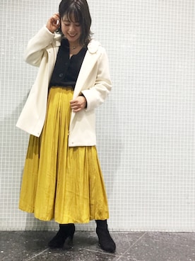 「フードコート」｜「アイテム（ブーティ）」を使った、chiaさん（レディース・150cm）の秋コーディネート