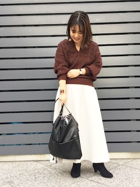 「ゆるニット」｜「アイテム（ブーティ）」を使った、chiaさん（レディース・150cm）の秋コーディネート