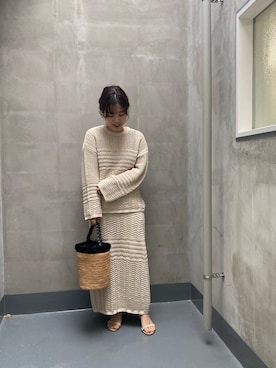 「透かし編みニット」｜chiaさん（レディース・150cm）の春コーディネート