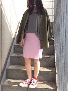 「ANEMONE（アネモネ）のダブルクリアサークルピアス（ピアス（両耳用））」を使った、donさん（レディース・151cm）の夏コーディネート