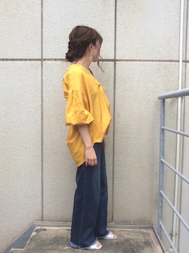 「ANEMONE（アネモネ）のダブルクリアサークルピアス（ピアス（両耳用））」を使った、donさん（レディース・151cm）の夏コーディネート