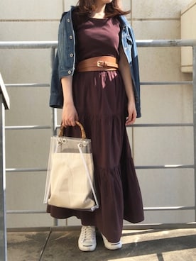 「サッシュベルト」｜「アイテム（その他）」を使った、donさん（レディース・151cm）の春コーディネート