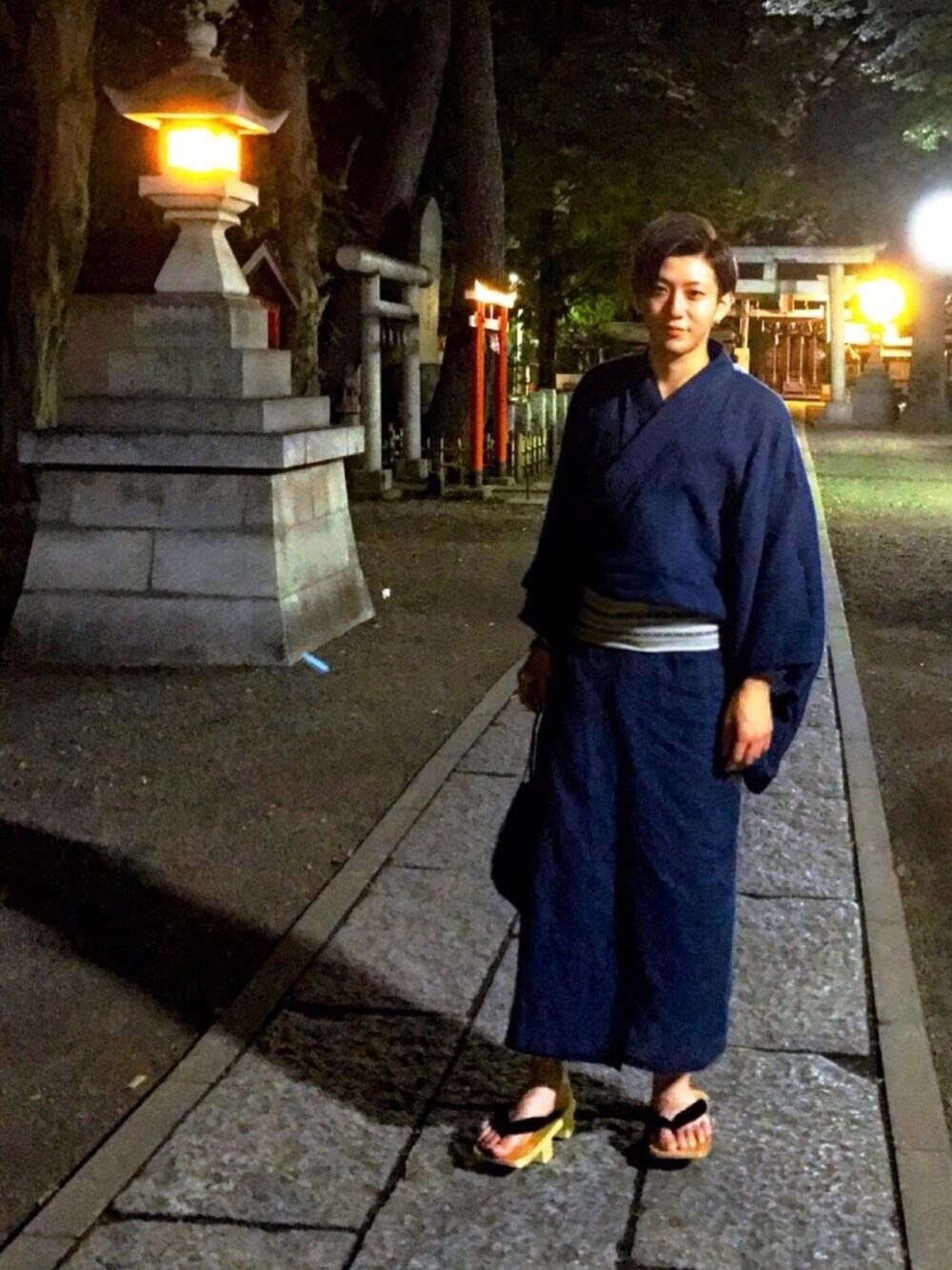 「浴衣、夏、お祭り、花火大会、和服、下駄」｜「東京135°のアイテム（その他、ブルー系）」を使った、ᘗ⃒。さん（メンズ・170cm）の夏コーディネートの1枚目の写真