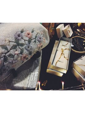 「VINTAGE（ヴィンテージ）のアイテム（クラッチバッグ）」を使った、SHOUBIJOUX by 「手.收」さん（レディース・158cm）の冬コーディネート