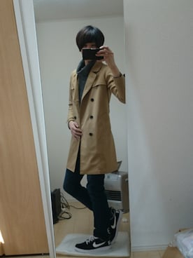 「STUDIOUS（ステュディオス）のアイテム（トレンチコート）」を使った、まずるさんさん（メンズ・179cm）の春コーディネート