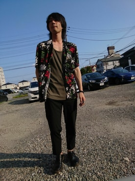 「Blue Standard （ブルースタンダード）のアイテム（トップス）」を使った、まずるさんさん（メンズ・179cm）の夏コーディネート