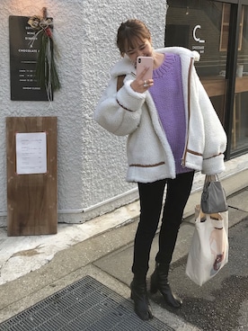 「SNIDEL（スナイデル）のアイテム（チェスターコート）」を使った、harulaさん（レディース・167cm）の冬コーディネート