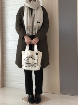 「シアタープロダクツ(THEATRE PRODUCTS)」｜「アイテム（ダウンジャケット/コート）」を使った、なにきたさん（レディース・161cm）の冬コーディネート