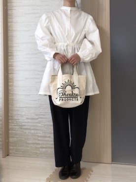 「シアタープロダクツ(THEATRE PRODUCTS)」｜「アイテム（ブーツ）」を使った、なにきたさん（レディース・161cm）の春コーディネート