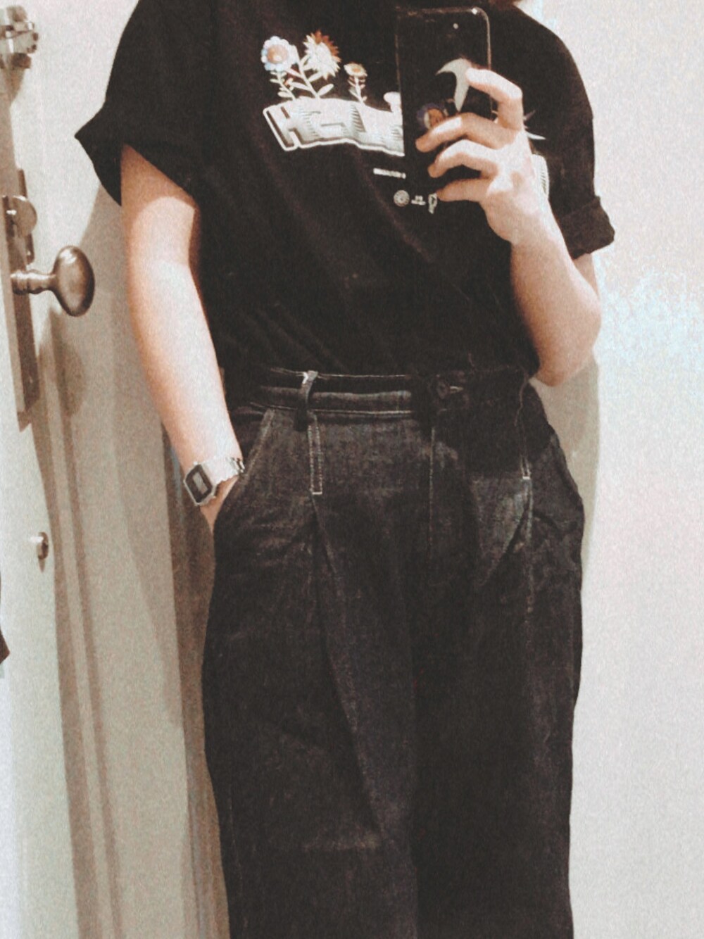 「summer」｜「UNIQLOのアイテム（Tシャツ/カットソー、ブラック系）」を使った、CocoNgさん（レディース・153cm）の夏コーディネートの1枚目の写真