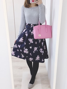 「アイテム（パンプス、グレー系）」を使った、𝕐𝕦𝕜𝕚◡̈*♡さん（レディース・160cm）の春コーディネート