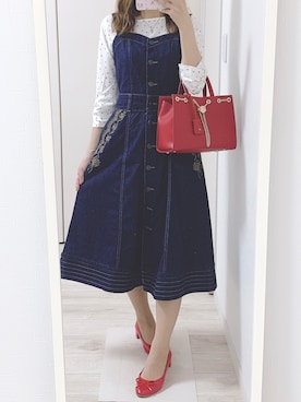 「axes femme（アクシーズファム）のアイテム（ジャンパースカート）」を使った、𝕐𝕦𝕜𝕚◡̈*♡さん（レディース・160cm）の夏コーディネート