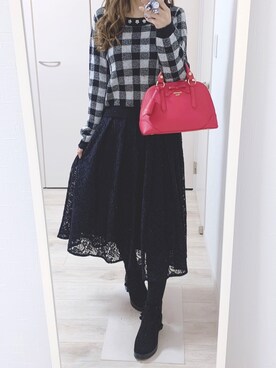 「axes femme POETIQUE（アクシーズファムポエティック）のアイテム（ニット/セーター）」を使った、𝕐𝕦𝕜𝕚◡̈*♡さん（レディース・160cm）の冬コーディネート